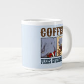 Funny Elephant Coffee behebt alles Cartoon Jumbo-Tasse (Vorderseite Rechts)