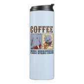 Funny Elephant Coffee behebt alles Cartoon Thermosbecher (Nach links gedreht)