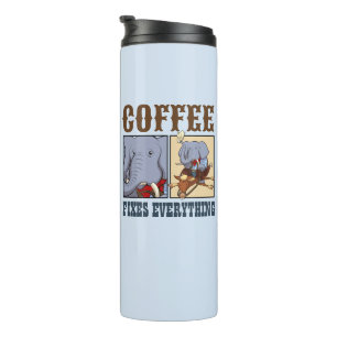Funny Elephant Coffee behebt alles Cartoon Thermosbecher