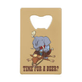 Funny Elephant Cowboy Zeit für ein Bier? Cartoon Geldbeutel Flaschenöffner (Rückseite)