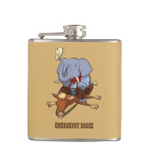 Funny Elephant Emergency Booze Cowboy Cartoon Flachmann (Vorderseite)