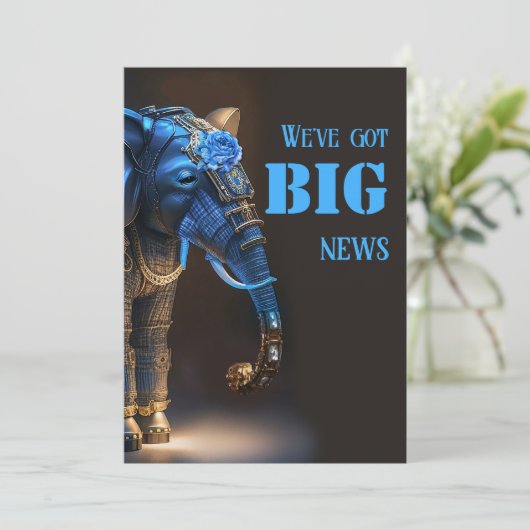 Funny Elephant Foto Save The Date (Stehend Vorderseite)