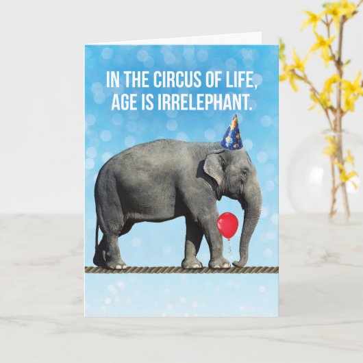 Funny Elephant Foto - Zeitalter ist irrelevant Geb Karte (Gelbe Blume)