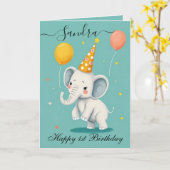 Funny Elephant Happy Birthday Card Karte (Gelbe Blume)