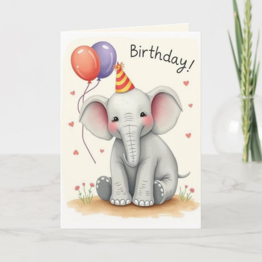 Funny Elephant Happy Birthday Card Karte (Vorderseite)