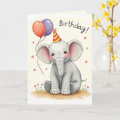 Funny Elephant Happy Birthday Card Karte (Gelbe Blume)