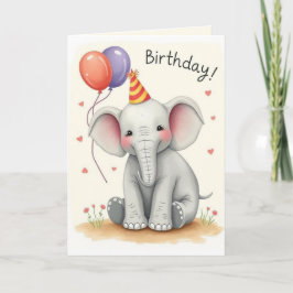 Funny Elephant Happy Birthday Card Karte