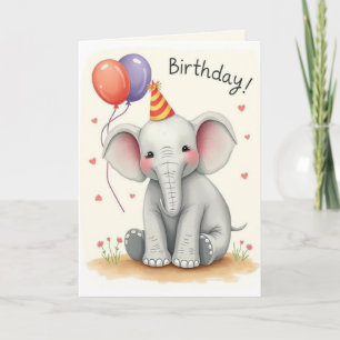 Funny Elephant Happy Birthday Card Karte