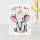 Funny Elephant Happy Birthday Card Karte (Gelbe Blume)