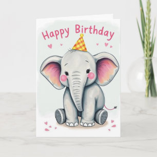 Funny Elephant Happy Birthday Card Karte