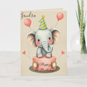 Funny Elephant Happy Birthday Card Karte