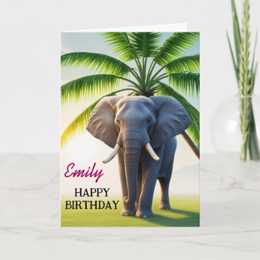 Funny Elephant Happy Birthday Karte (Vorderseite)