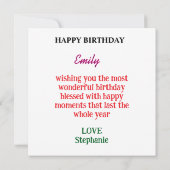 Funny Elephant Happy Birthday Karte (Rückseite)