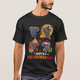 Funny Elephant Happy HalloDankeMas Weihnachtsgesch T-Shirt