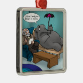 Funny Elephant in Therapy Silbernes Ornament (Rechts)
