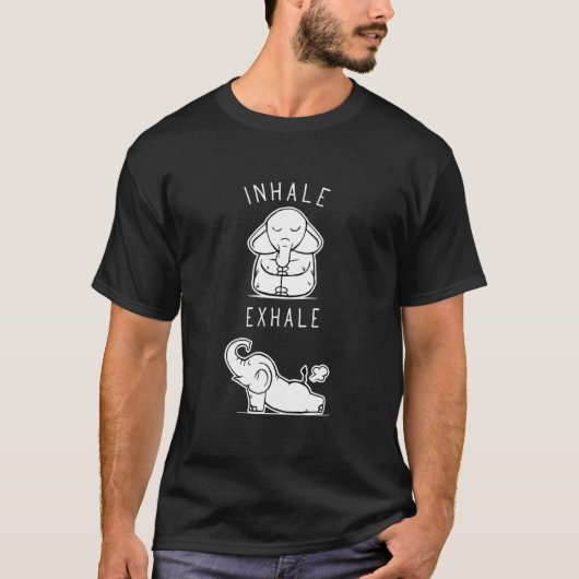 Funny Elephant Inhale Exhale Yoga Fitted V-Neck T-Shirt (Vorderseite)
