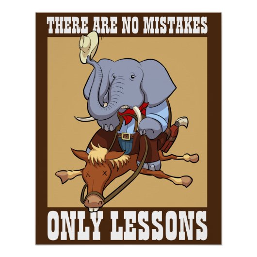 Funny Elephant no Fistakes only Lessons Cartoon Poster (Vorderseite)