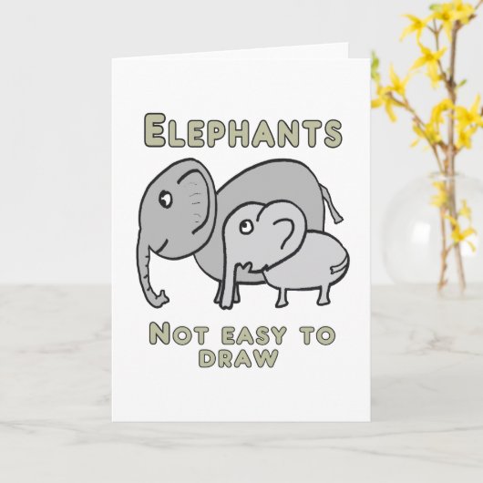 Funny Elephants Karte (Gelbe Blume)