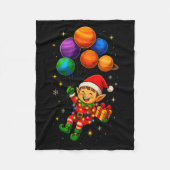 Funny Elf Astronaut With Planets Christmas Pjs For Fleecedecke (Vorderseite)