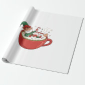 Funny Elf Bathub auf Matcha Drink Geschenkpapier (Ungerollt)