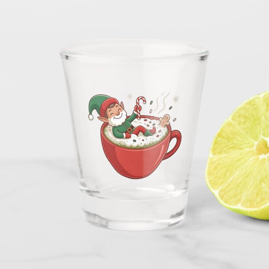 Funny Elf Bathub auf Matcha Drink Schnapsglas (Vorderseite)
