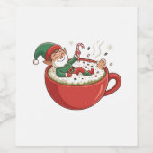 Funny Elf Bathub auf Matcha Drink Weinetikett (Einzelnes Label)