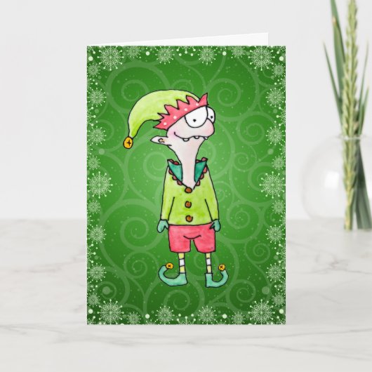 Funny Elf Christmas Card Karte (Vorderseite)