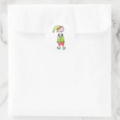 Funny Elf Christmas Classic Round Sticker (Tasche)