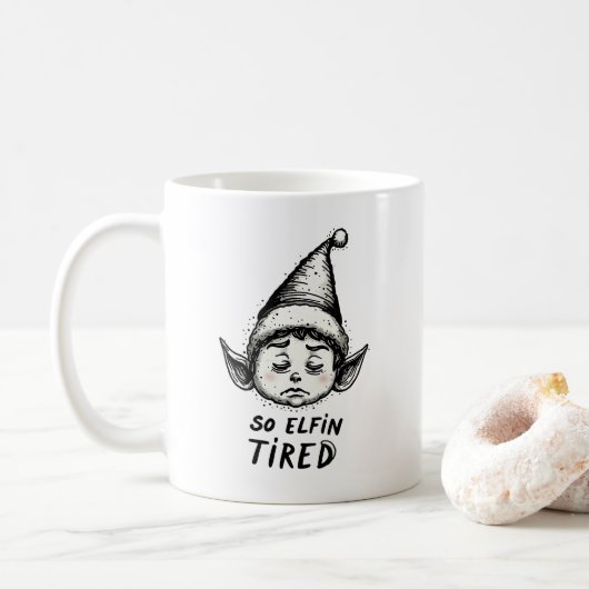 Funny ELF Christmas Morgens Kleine Geschenk Kaffeetasse (Mit Donut)