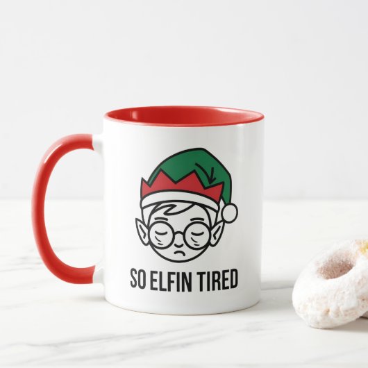 Funny ELF Christmas Morgens Kleine Geschenk Tasse (Mit Donut)