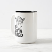 Funny ELF Christmas Morgens Kleine Geschenk Zweifarbige Tasse (Vorderseite Links)