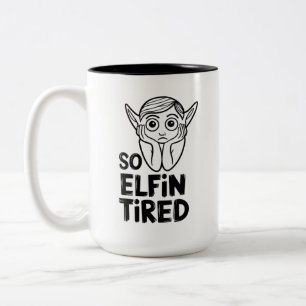 Funny ELF Christmas Morgens Kleine Geschenk Zweifarbige Tasse