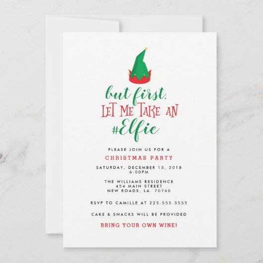 Funny Elf Christmas Party Einladung (Vorderseite)