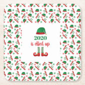 Funny Elf Christmas Sprichwort Green Red Rechteckiger Pappuntersetzer (Vorderseite)