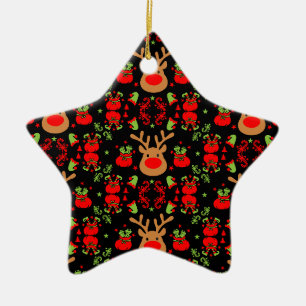 Funny Elf Christmas Wrapping Keramik Ornament