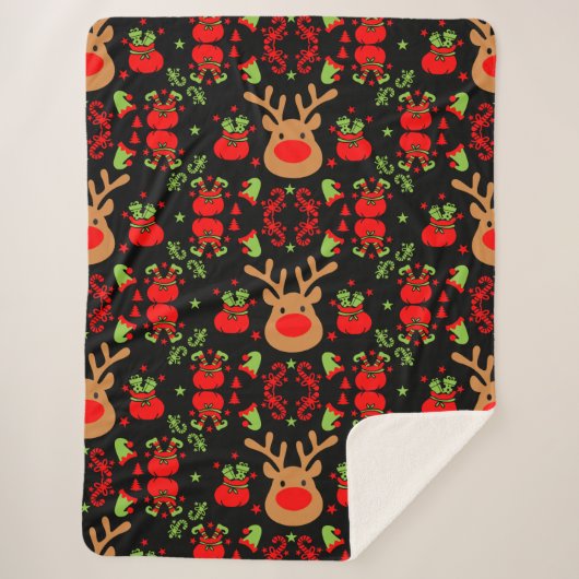 Funny Elf Christmas Wrapping Sherpadecke (Vorderseite)