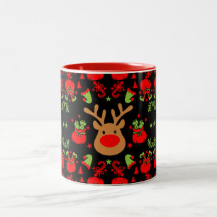 Funny Elf Christmas Wrapping Zweifarbige Tasse