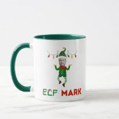 Funny elf coffee mug with your customizable face tasse (Links)