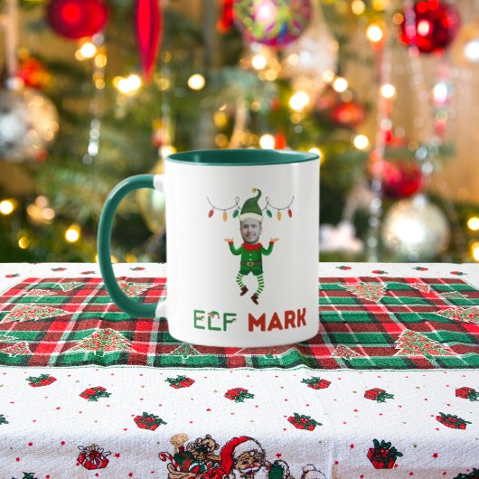 Funny elf coffee mug with your customizable face tasse