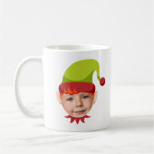 Funny Elf Face Weihnachtsfeier Tasse (Links)