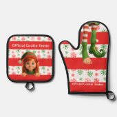 Funny Elf Faces & Legs | North Pole Fun Christmas  Ofenhandschuh & Topflappen-Set (Vorderseite)