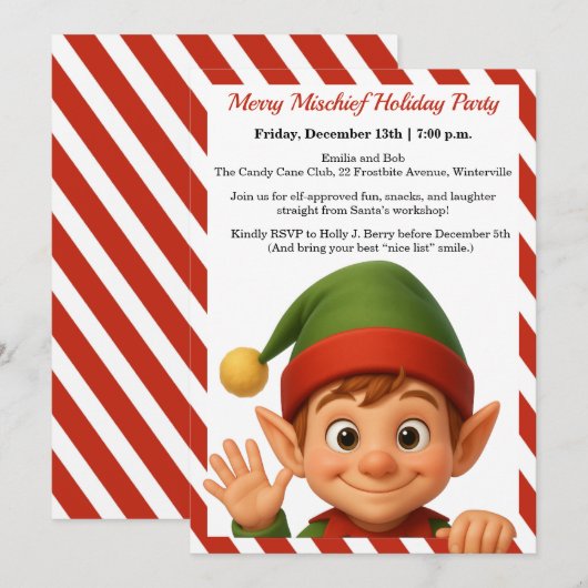 Funny Elf Faces | North Pole Fun Christmas Party  Einladung (Vorne/Hinten)