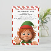 Funny Elf Faces | North Pole Fun Christmas Party Einladung (Stehend Vorderseite)
