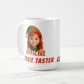 Funny Elf Faces | Official Cookie Tester Christmas Kaffeetasse (Vorderseite Links)