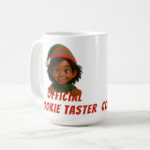 Funny Elf Faces | Official Cookie Tester Christmas Kaffeetasse (Vorderseite Links)
