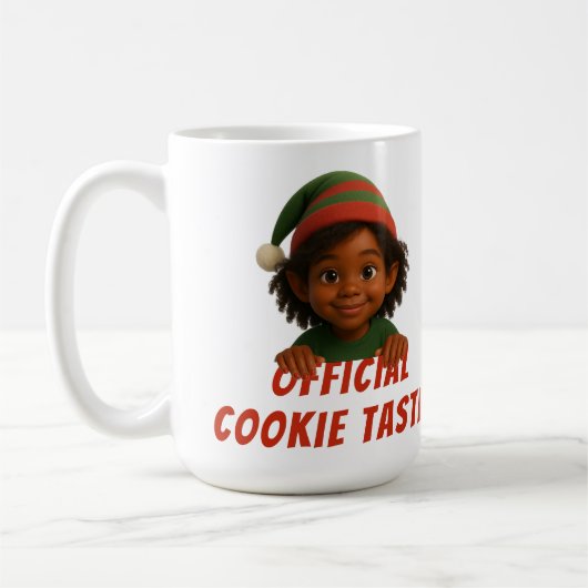 Funny Elf Faces | Official Cookie Tester Christmas Kaffeetasse (Links)