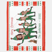 Funny Elf Familie von Five Hund Red Green Weihnach Fleecedecke (Vorderseite)