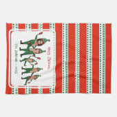 Funny Elf Familie von fünf Foto Rot Grünen Weihnac Geschirrtuch (Horizontal)