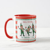 Funny Elf Familie von Three Red Green Weihnachten Tasse (Links)