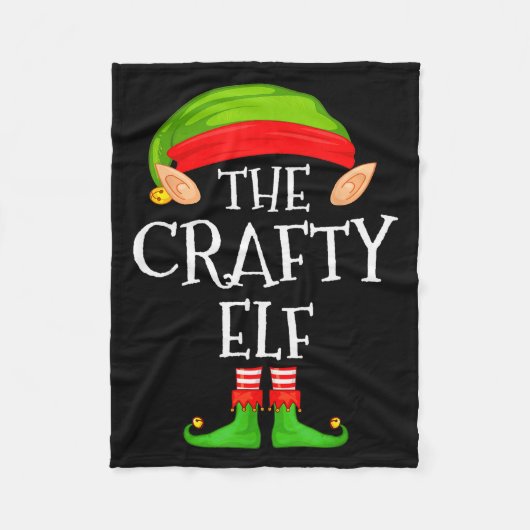 Funny Elf Family Christmas Crafty Elf Sweater Matc Fleecedecke (Vorderseite)